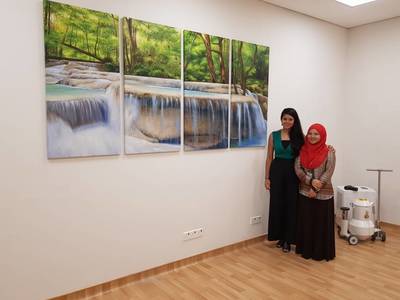 Affordable Custom Made 3 Panels Waterfall Oil Painting On Canvas  In Malaysia Office/ Home @ ArtisanMalaysia.com