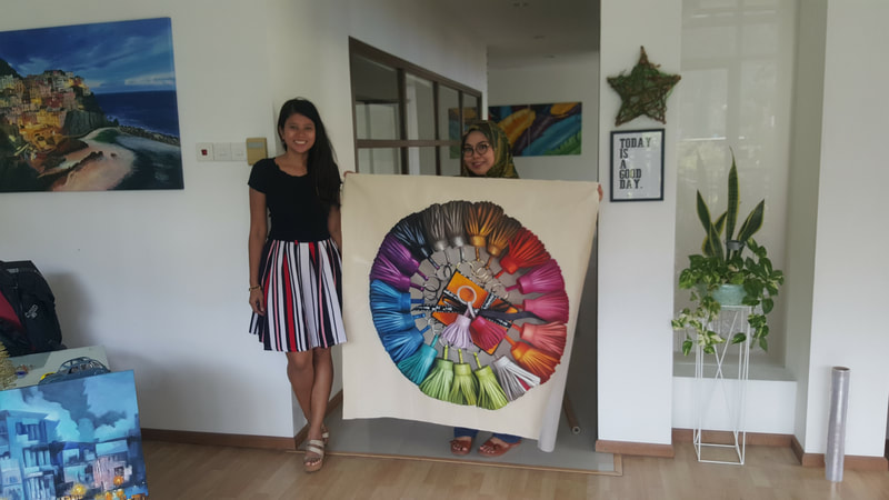 Affordable Custom Made Vibrant Colourful Eclectic Oil Painting On Canvas  In Malaysia Office/ Home @ ArtisanMalaysia.com