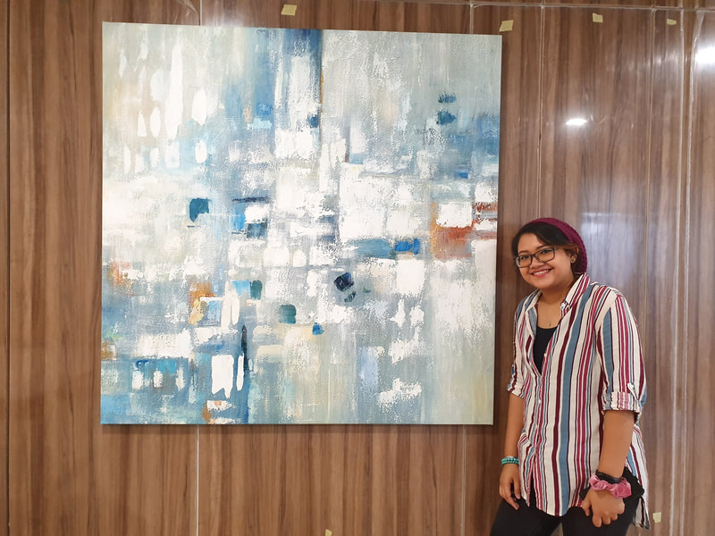 Affordable Custom Made  Modern Minimalist Blue Abstract Oil Painting On Canvas In Malaysia Office/ Home @ ArtisanMalaysia.com