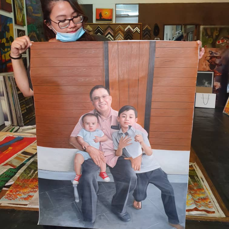 Affordable Custom Made Family Portrait Oil Painting On Canvas In Malaysia Office/ Home @ ArtisanMalaysia.com