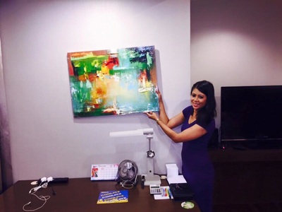 Affordable Contemporary Green Abstract Oil Painting Made On Canvas In Malaysia Office/ Home @ ArtisanMalaysia.com