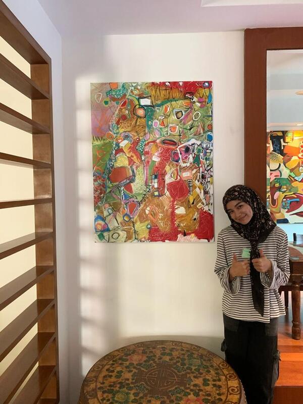 Affordable Custom Made Hand-painted Balinese style Funky Abstract Oil Painting In Malaysia Office/ Home @ ArtisanMalaysia.com 06