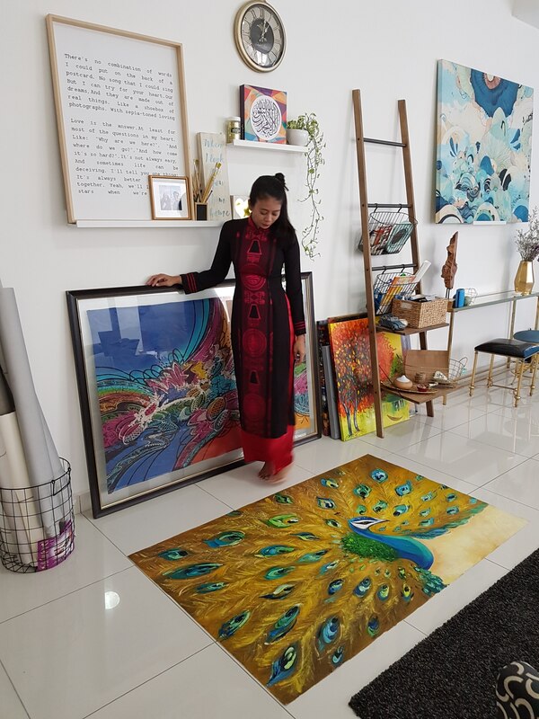 Affordable Custom Made Realistic  Peacock Oil Painting On Canvas  In Malaysia Office/ Home @ ArtisanMalaysia.com