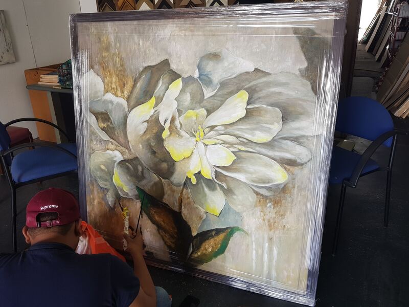 Affordable Custom Made Elegant Gold Flower Oil Painting On Canvas  In Malaysia Office/ Home @ ArtisanMalaysia.com