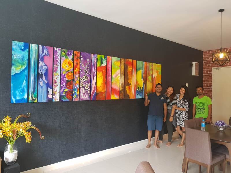 Affordable Custom Made 5 Panels Modern Colourful Abstract Oil Painting In Malaysia Office/ Home @ ArtisanMalaysia.com