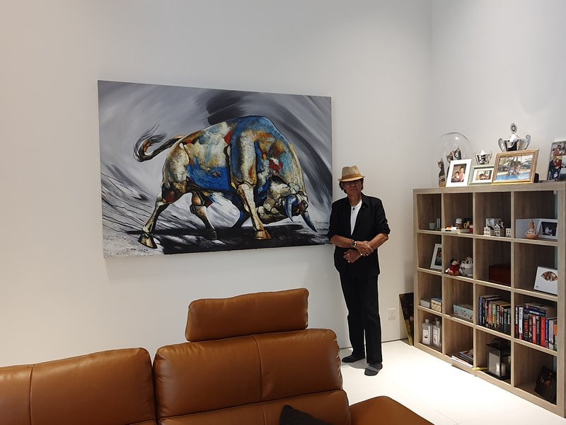 Affordable Custom Made Hand-painted Modern Textured Bull Oil Painting In Malaysia Office/ Home @ ArtisanMalaysia.com