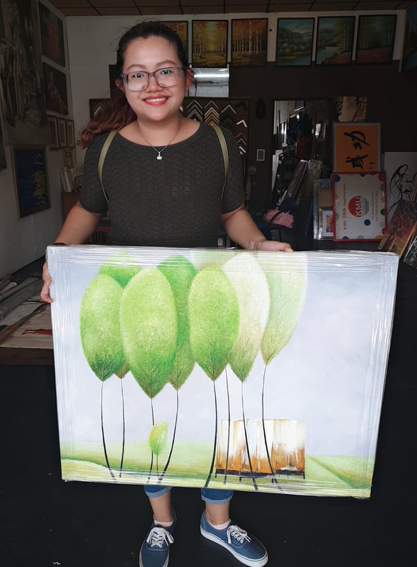 Affordable Custom Made Green Vietnamese Oil Painting On Canvas  In Malaysia Office/ Home @ ArtisanMalaysia.com