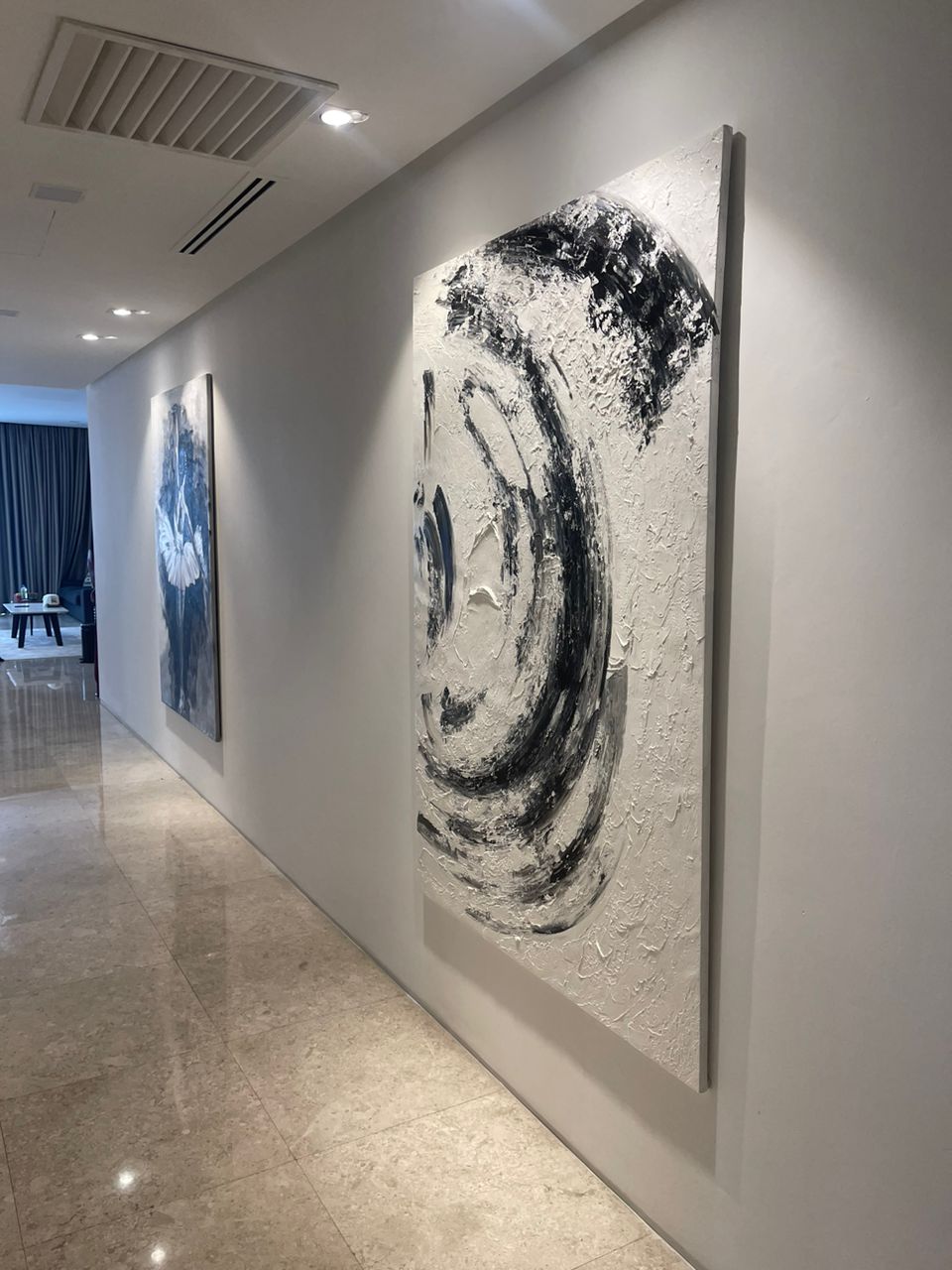 Affordable Custom Made Black and White Modern Minimalist Textured Abstract Oil Painting Made On Canvas In Malaysia Office/ Home @ ArtisanMalaysia.com