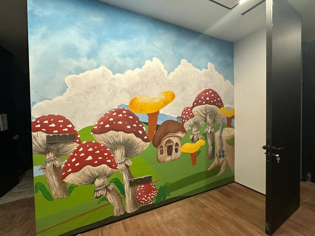 Affordable Custom Made Hand-painted Fairy Forest Mushroom Mural Wall Art In Malaysia Office/ Home @ ArtisanMalaysia.com