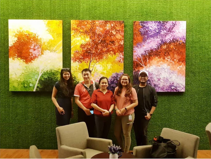 Affordable Custom Made Modern 3 Panels Vibrant Colourful Flower Abstract Oil Painting In Malaysia Office/ Home @ ArtisanMalaysia.com