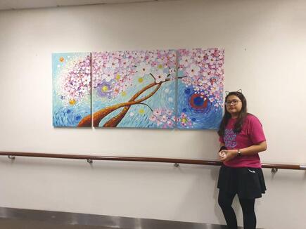 Affordable Custom Made Hand-painted 3 Panels Sakura Blossom Oil Painting In Malaysia Office/ Home @ ArtisanMalaysia.com