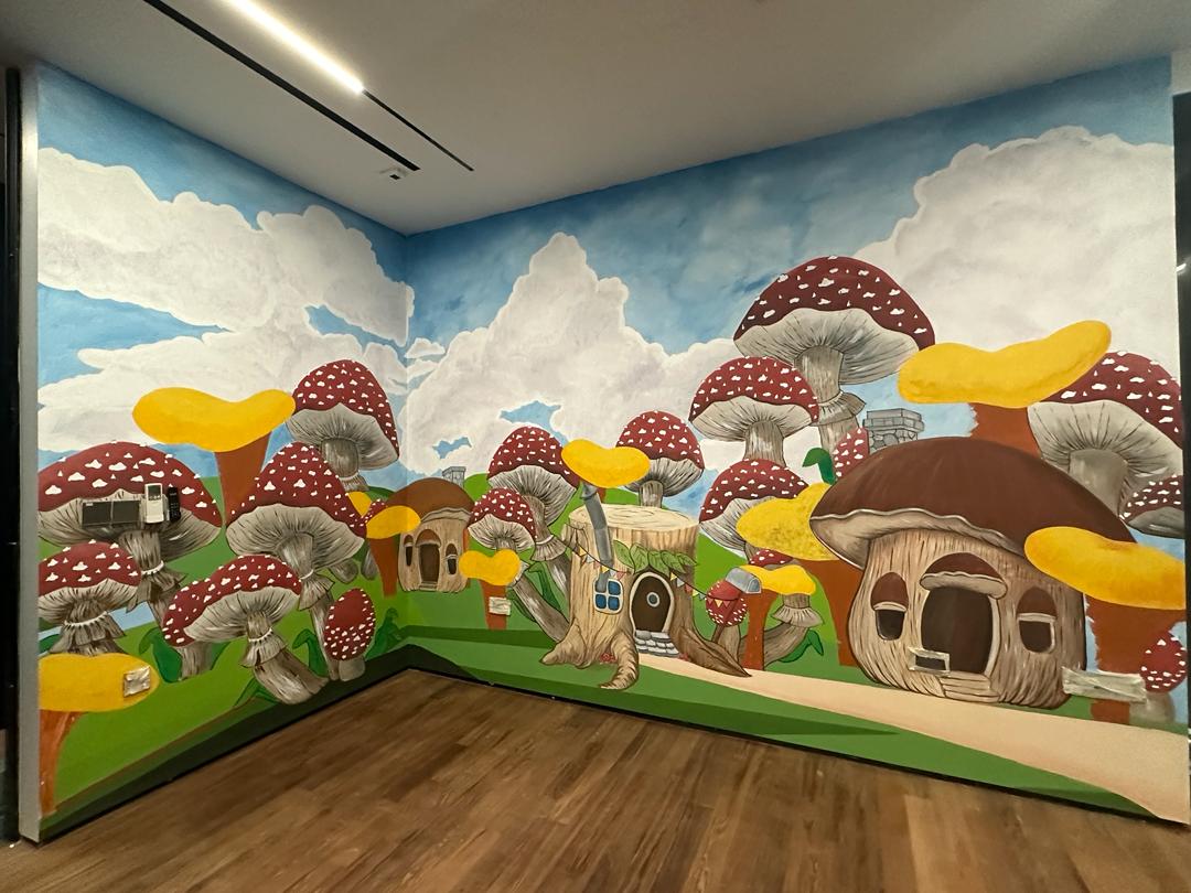 Affordable Custom Made Hand-painted Fairy Forest Mushroom Mural Wall Art In Malaysia Office/ Home @ ArtisanMalaysia.com