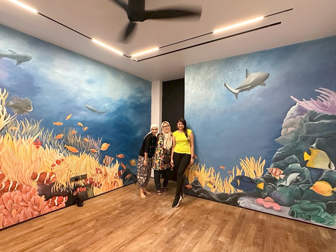 Affordable Custom Made Hand-painted Under The Water Sea Animal Fish Coral  Mural Wall Art In Malaysia Office/ Home @ ArtisanMalaysia.com