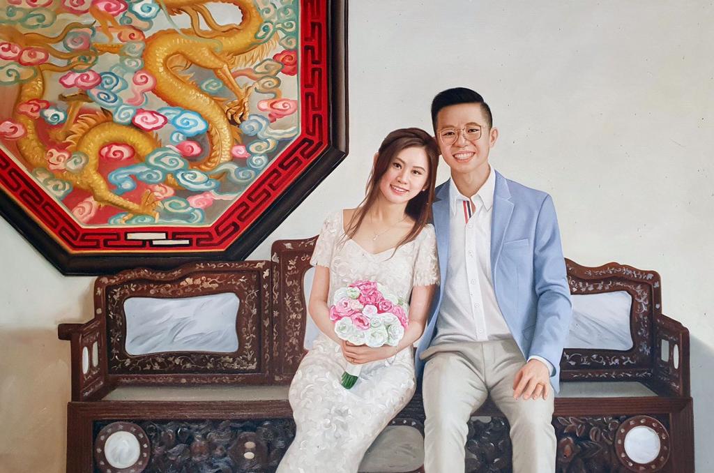 Affordable Custom Made Hand-painted Realistic Commissioned Wedding  Portrait Oil Painting In Malaysia Office/ Home @ ArtisanMalaysia.com