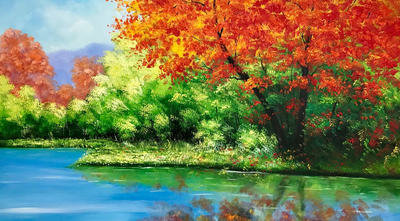 Affordable Vibrant Colourful  Scenery Oil Painting Made On Canvas In Malaysia Office/ Home @ ArtisanMalaysia.com