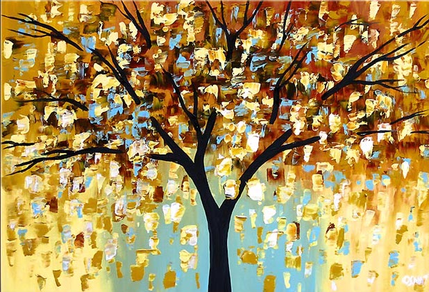 Affordable Custom Made Hand-painted Golden Scenery Tree Oil Painting In Malaysia Office/ Home @ ArtisanMalaysia.com