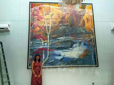 Affordable Custom Made Hand-painted Waterfall Scenery Oil Painting In Malaysia Office/ Home @ ArtisanMalaysia.com