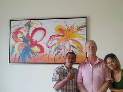 Commission Colourful Abstract Flower Oil Painting In Malaysia Office