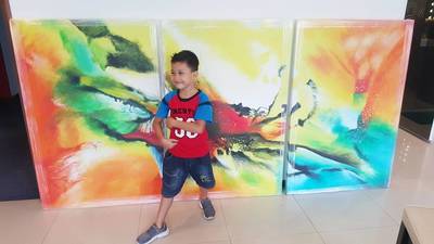 3 Panels Colourful Abstract Oil Painting In Malaysia