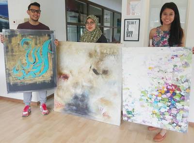 Caligraphy and Flower  Oil Painting In Malaysia