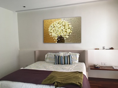 Affordable Custom Made Hand-painted Textured Flower Oil Painting In Malaysia Office/ Home