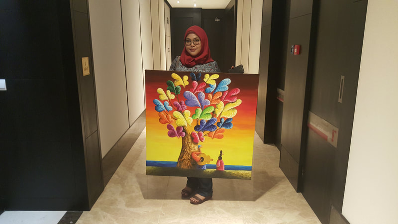 Affordable Custom Made Hand-painted Modern Vibrant Colourful Tree of Love By Coplu Oil Painting In Malaysia Office/ Home @ ArtisanMalaysia.com