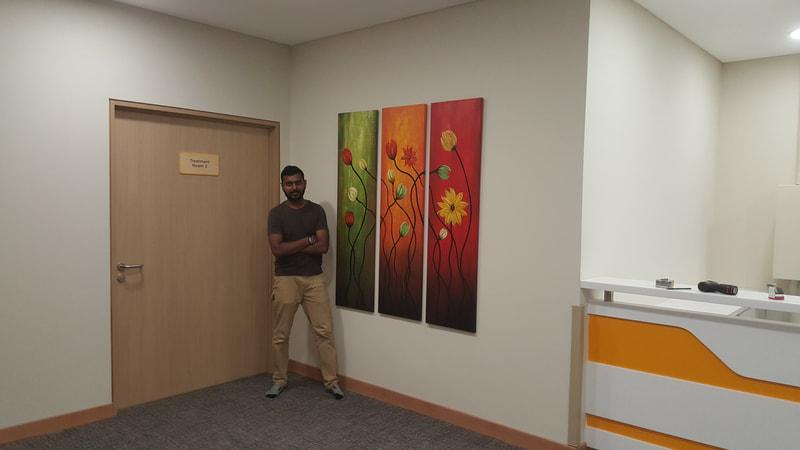 Affordable Custom Made  3 Panels Flower Oil Painting On Canvas  In Malaysia Office/ Home @ ArtisanMalaysia.com