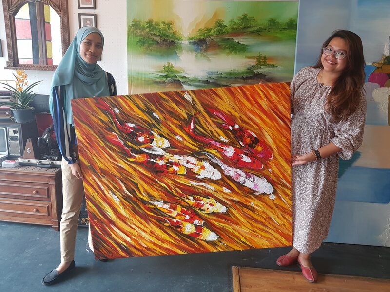 Affordable Custom Made  Koi Fish Oil Painting on Canvas in Malaysia