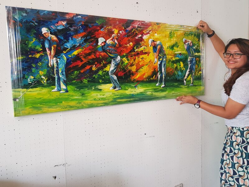 Affordable Custom Made Colourful Vibrant Golf Oil Painting On Canvas  In Malaysia Office/ Home @ ArtisanMalaysia.com