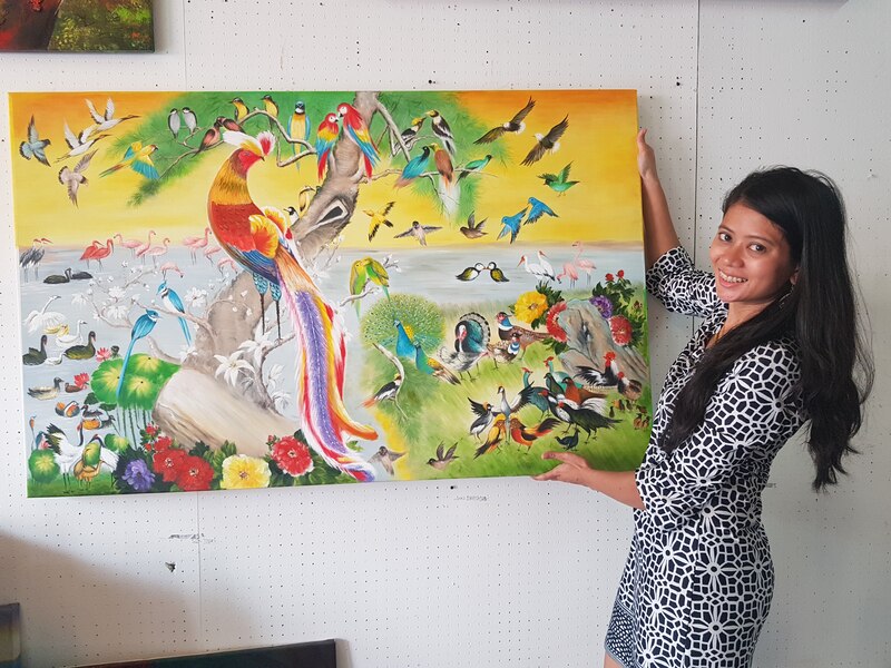 Affordable Custom Made  Diversity Colourful Birds Oil Painting On Canvas In Malaysia Office/ Home @ ArtisanMalaysia.com
