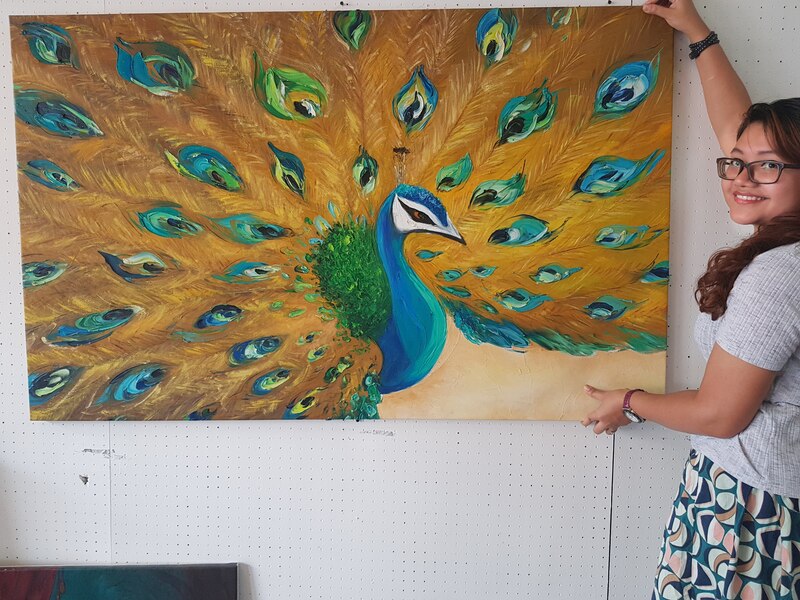 Affordable Custom Made  Peacock Oil Painting On Canvas In Malaysia