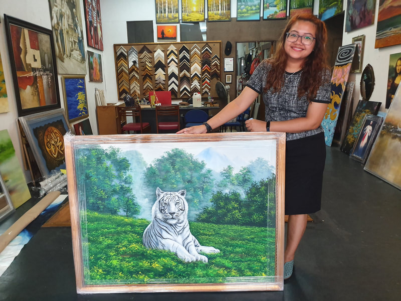 Affordable Custom Made White Tiger Oil Painting On Canvas  In Malaysia Office/ Home @ ArtisanMalaysia.com