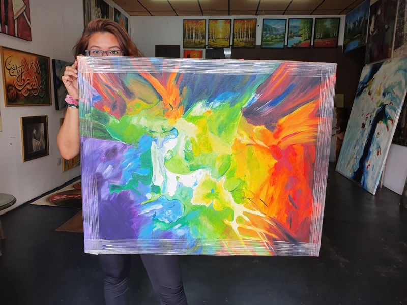 Affordable Custom Made Colourful Abstract Oil Painting On Canvas In Malaysia