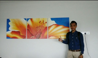 Affordable Custom Made Panels Contemporary Flower Oil Painting On Canvas  In Malaysia Office/ Home @ ArtisanMalaysia.com 