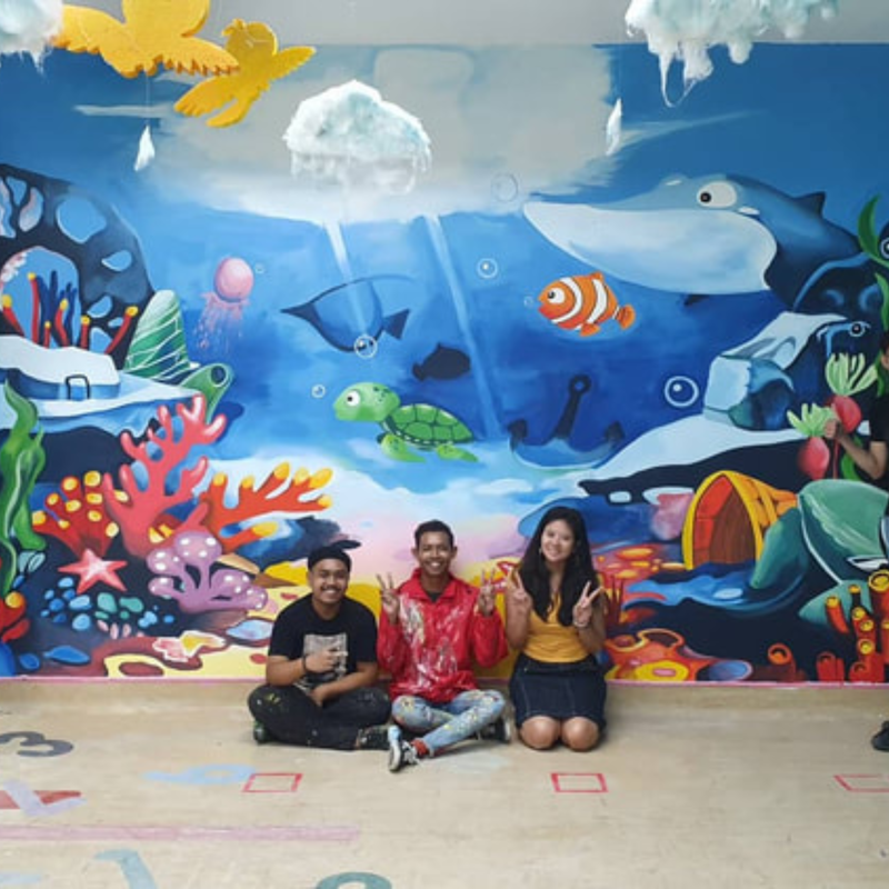 Affordable Custom Made Ocean Creatures Mural Art In Malaysia Office/ Home @ ArtisanMalaysia.com