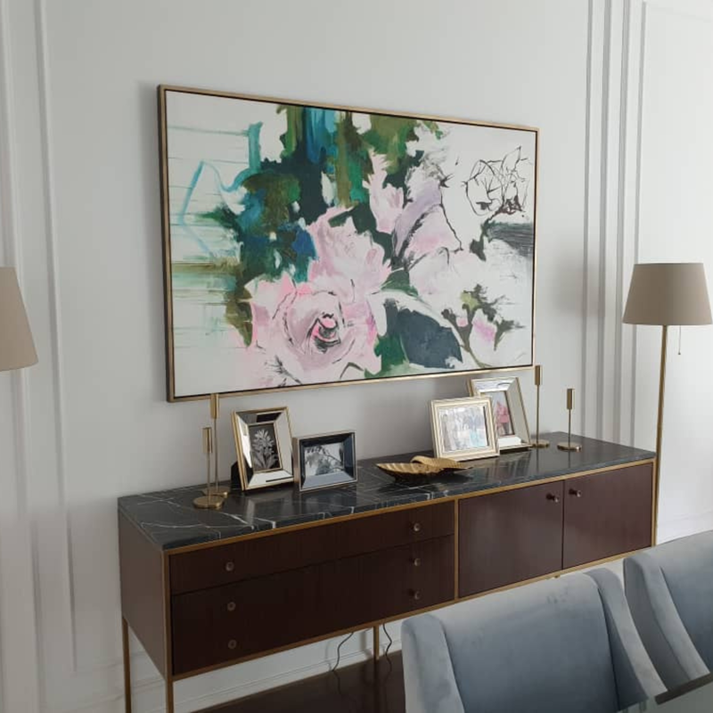 Affordable Custom Made Hand-painted Mid-Century Modern Minimalist Flower Oil Painting In Malaysia Office/ Home @ ArtisanMalaysia.com