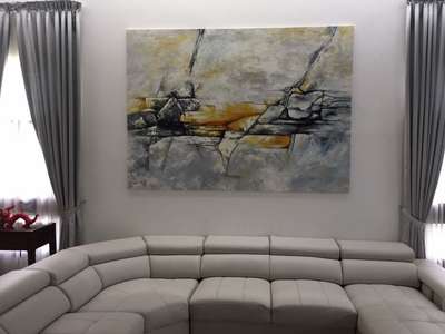 Affordable Custom Made  Minimalist Gold Abstract Oil Painting On Canvas In Malaysia
