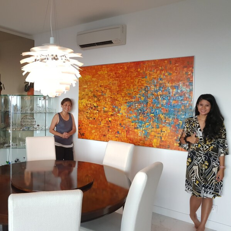 Affordable Custom Made Hand-painted Contemporary Orange Abstract Oil Painting In Malaysia Office/ Home @ ArtisanMalaysia.com