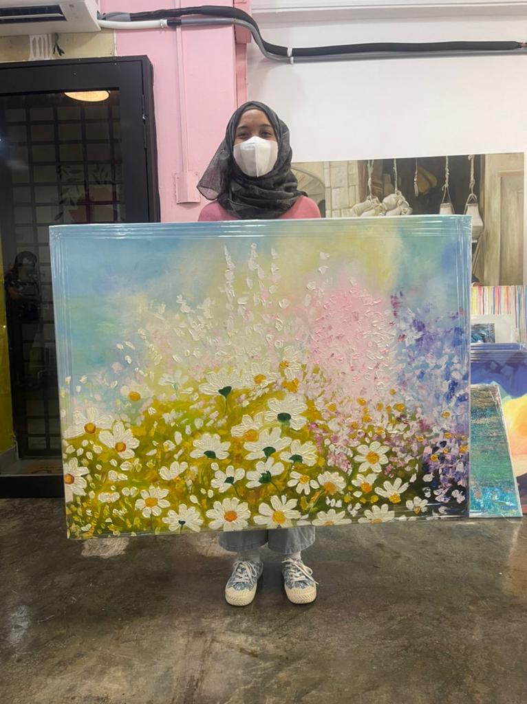 Affordable Custom Made Textured Flower/Floral Oil Painting Made On Canvas In Malaysia Office/ Home @ ArtisanMalaysia.com