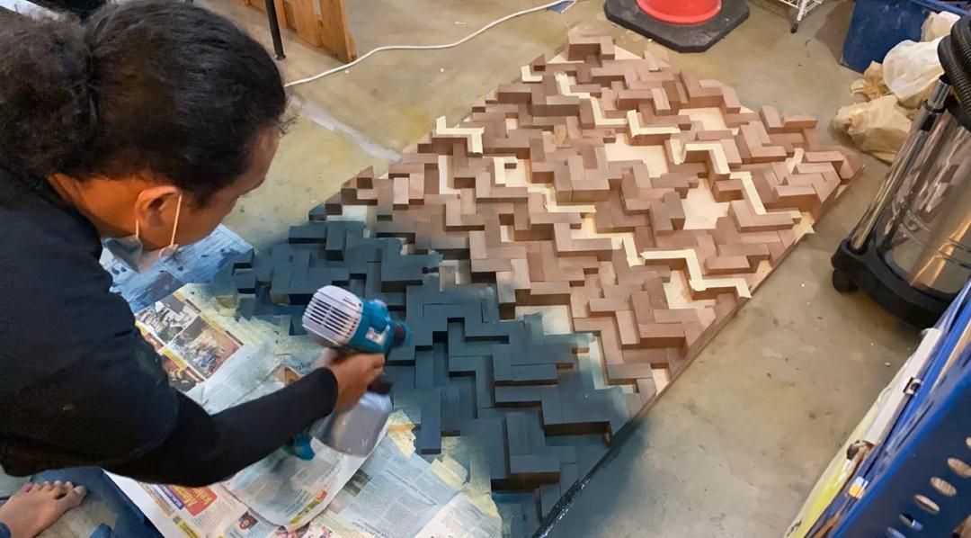 Affordable Gradient Coloured 3D Wood Sculpture Artwork Pieces In Malaysia