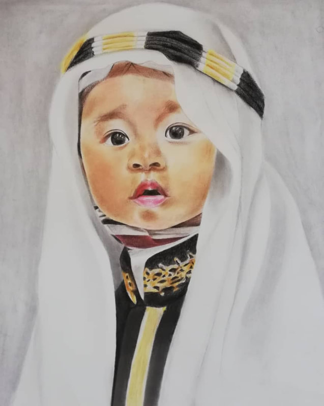 Affordable Custom Made  Commissioned Portrait Pastel Sketch Draw On Paper In Malaysia Office/ Home @ ArtisanMalaysia.com