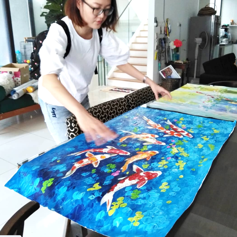 Affordable Custom Made Koi Fish Oil Painting On Canvas  In Malaysia