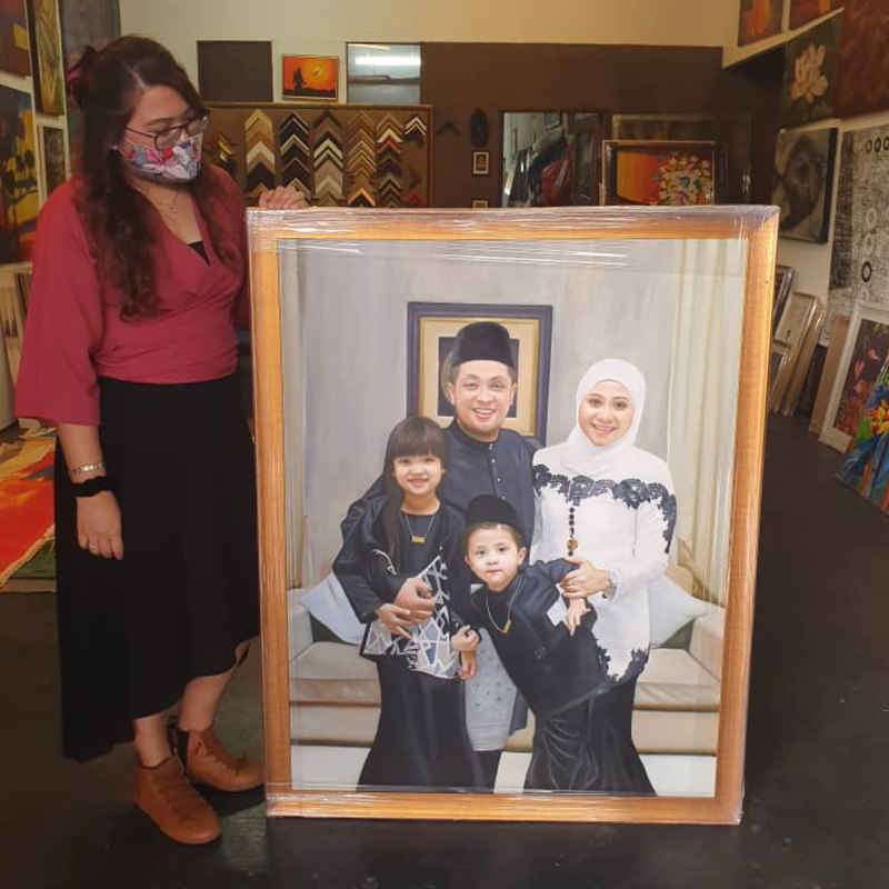 Affordable Custom Made Family Portrait Oil Painting On Canvas In Malaysia