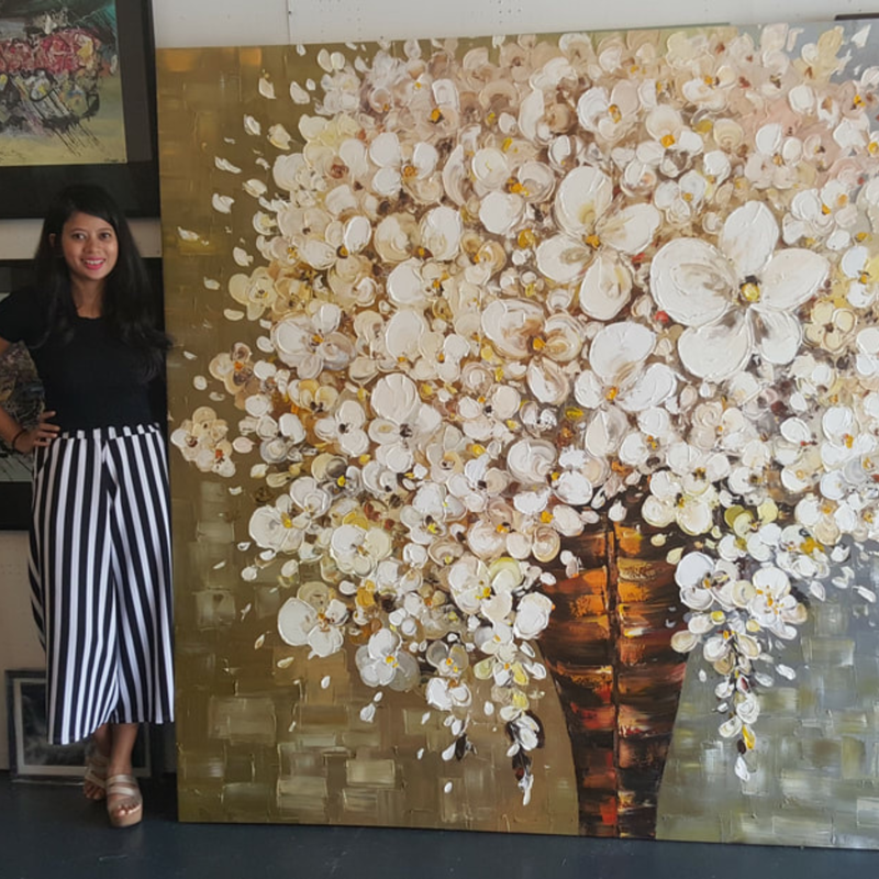 Affordable Custom Made Textured Flower Oil Painting On Canvas  In Malaysia