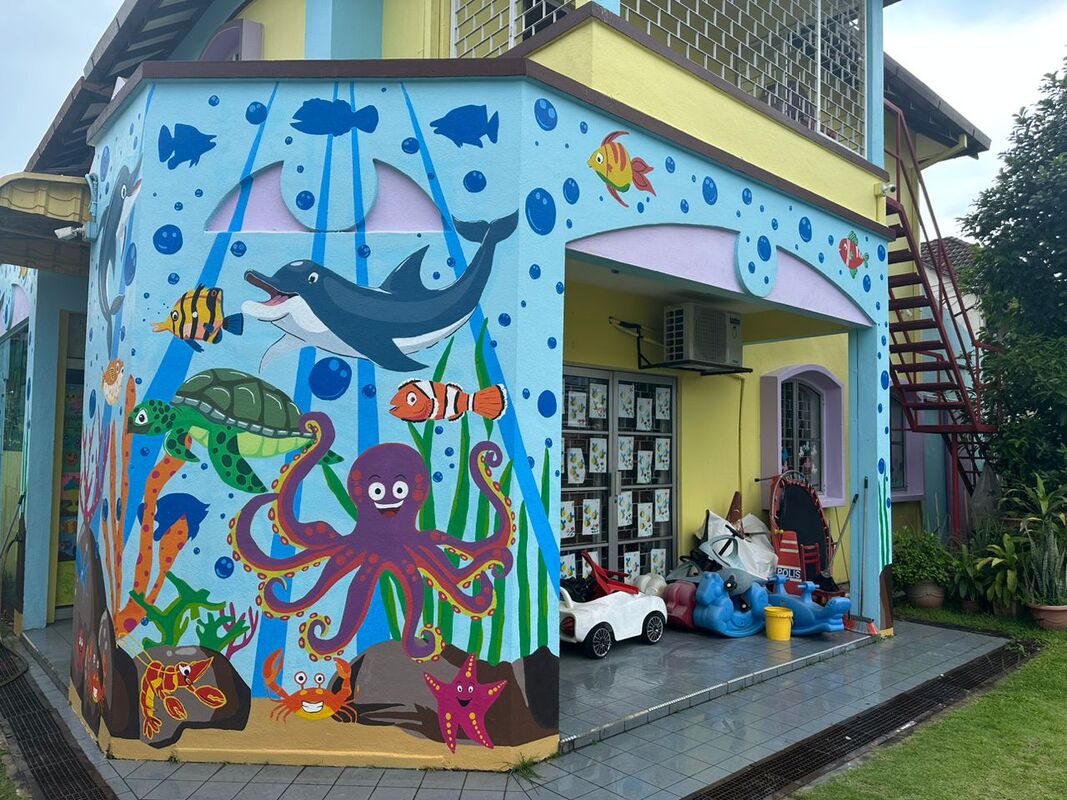 Affordable Custom Made Hand-painted Underwater Sea Creature Mural Wall Art In Malaysia Office/ Home @ ArtisanMalaysia.com