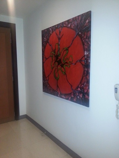 Affordable Contemporary  Red Flower Abstract Oil Painting Made On Canvas In Malaysia  Office/ Home @ ArtisanMalaysia.com