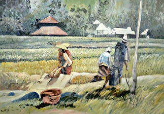 Affordable Vietnamese Paddy Field Oil Painting In Malaysia Office/ Home @ ArtisanMalaysia.com