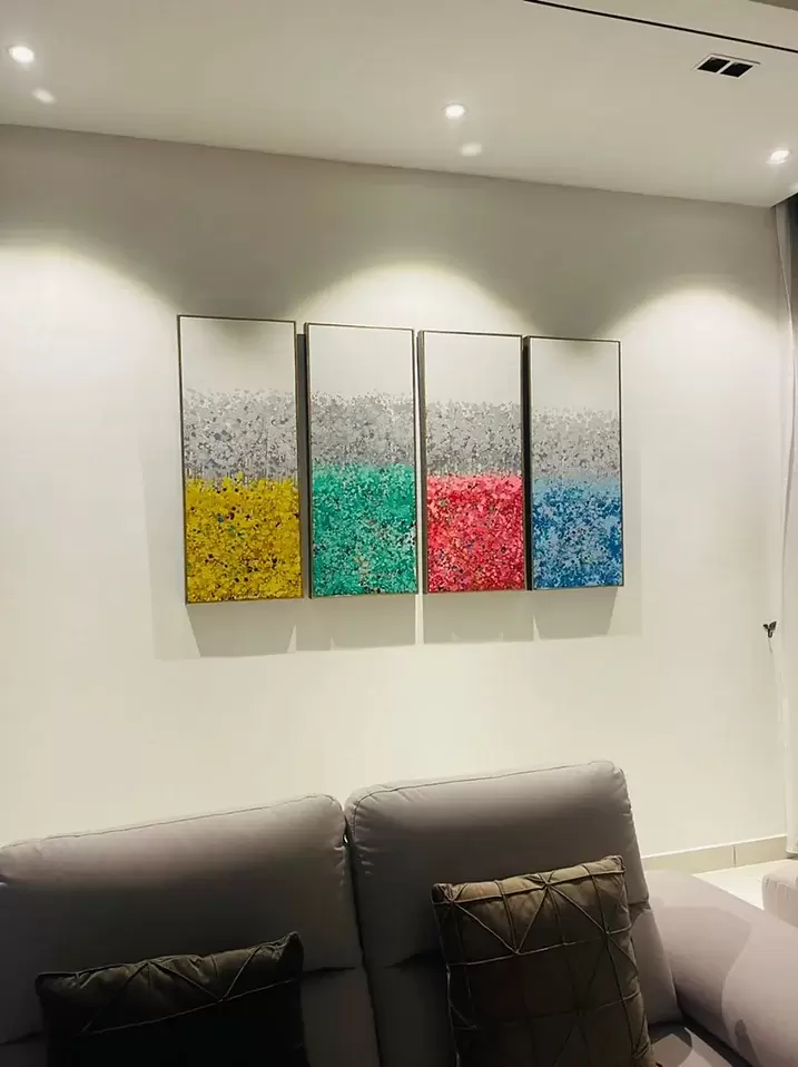 Affordable Custom Made Hand-painted 4 Panel Abstract Oil Painting In Malaysia Office/ Home @ ArtisanMalaysia.com