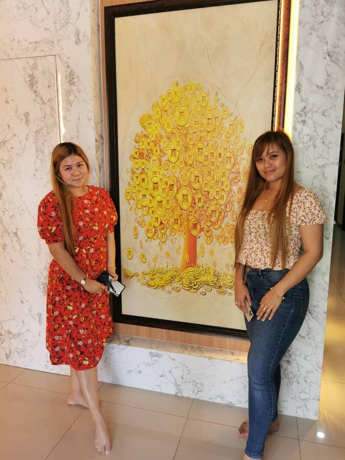 Affordable Custom Made Hand-painted Gold Coin Tree Scenery Oil Painting In Malaysia Office/ Home @ ArtisanMalaysia.com