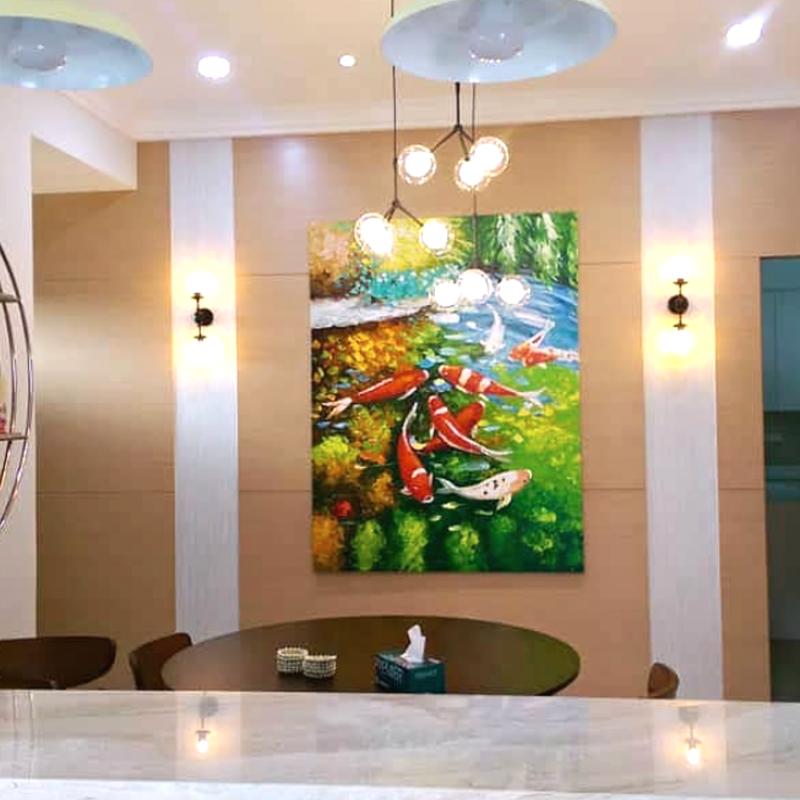 Affordable Custom Made Hand-painted Modern Koi Fish Oil Painting In Malaysia Office/ Home @ ArtisanMalaysia.com